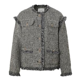 MOUSSY 秋季新品知性淑女风毛边流苏小香风外套028HAZ30-0321