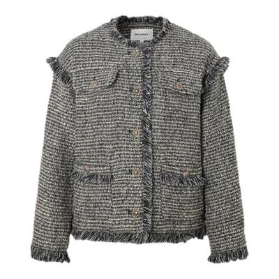 MOUSSY 春季新品知性淑女风毛边流苏小香风外套028HAZ30-0321