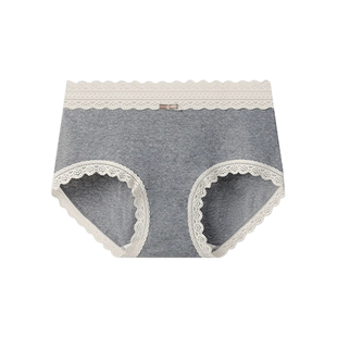 莫妮朵法式蕾丝边拼接纯棉内裤10A抑菌加长裆中腰少女大码三角裤