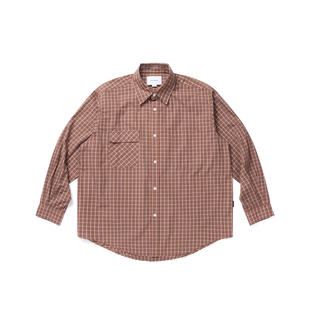 【3折特惠】Vavu春秋日系双口袋格子长袖衬衫复古少年感衬衣外套