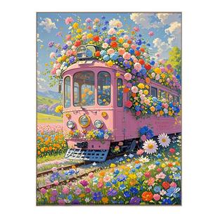 diy数字油画花卉风景治愈系填充手绘减压油彩画涂色丙烯画手工