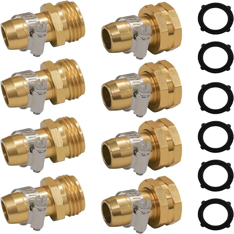 花园软管修复接头园林5/8或3/4水管快速接头连接器带夹具水管接头