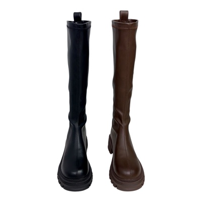 厚底5cm长筒靴女2025年骑士靴