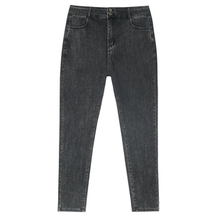 铅笔小鑫大码女装百搭弹力高腰小脚牛仔裤胖MM显瘦简约铅笔裤