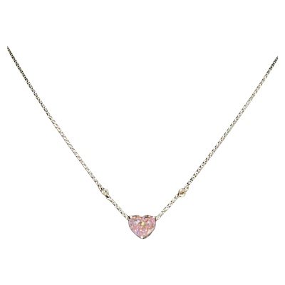 雷迪恩切高碳钻粉色爱心项链