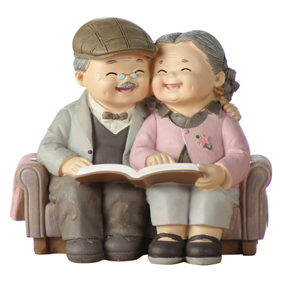 老头老太太吉他摆件客厅人物玩偶