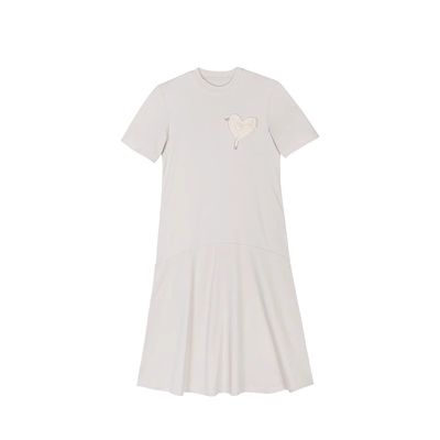 RSG郭培成衣品牌灰色棉质手工装饰宽松长连衣裙