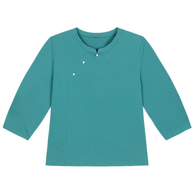 波纹棉中式圆领七分袖衫铜牛