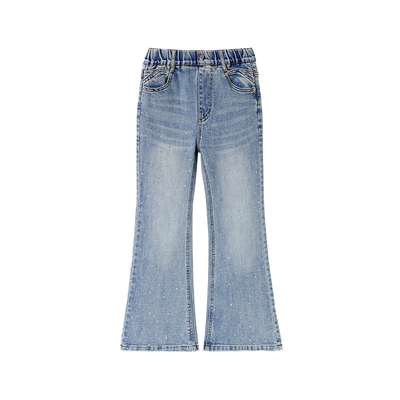 小菲特童装女童烫钻微喇牛仔裤