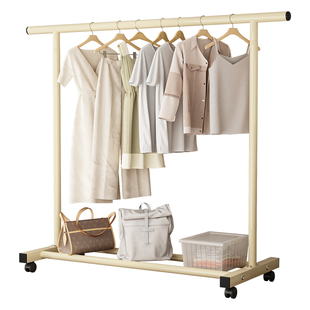 晾衣架落地室内家用挂衣架客厅卧室单杆加厚可移动阳台简易衣架子