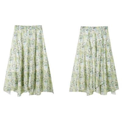 PIT法式碎花松紧腰A字雪纺半身裙女2025夏度假风透气中长裙