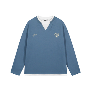 有志者UZIS美式休闲运动长袖男2025新款宽松假两件针织打底衫胶囊