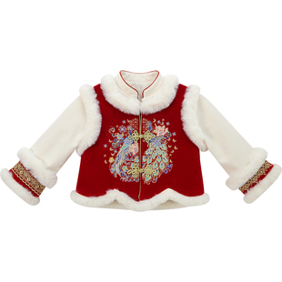 女童拜年服女孩国风汉服马面裙套装冬装2025新款儿童喜庆过年衣服