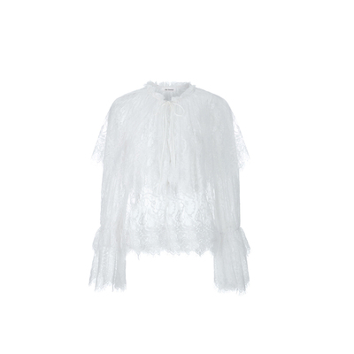 【万茜同款】me siento 蕾丝花边镂空设计通透轻盈柔美衬衫