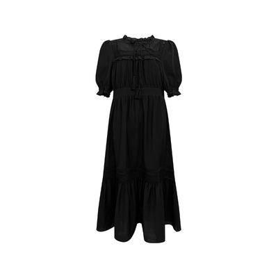 NAZ那子大码夏季醋酸宽松显瘦泡泡袖连衣裙胖mm短袖气质拼接长裙