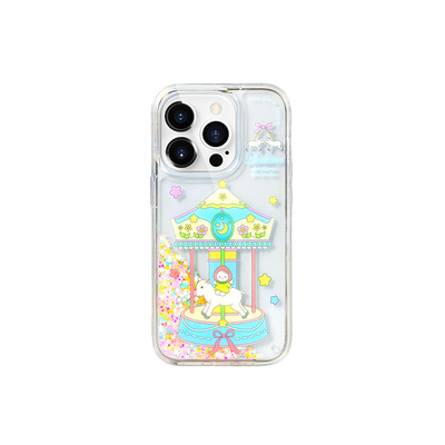 【睡前故事】壳空间原创旋转木马流沙手机壳适用苹果17Pro16promax全包iPhone15光面新款防摔小众高级感光面
