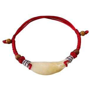 手链红绳黑狗真牙定制男女情侣男女护身宝宝随身平安手环狗牙脚链