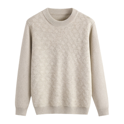 加厚保暖提花纯羊毛衫男冬季