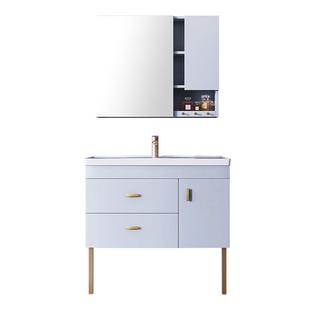 安华卫浴现代简约实木卫生间陶瓷一体盆落地浴室柜