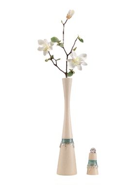 入门玄关招财猫细高花瓶摆件客厅花束电视柜壁龛高级感新房装饰品