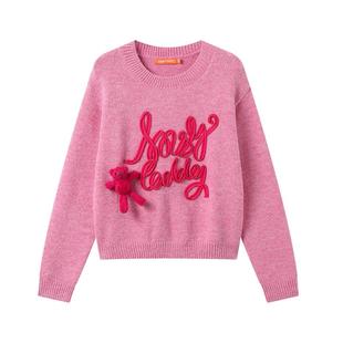 NOISY TEDDY26年春季新款可爱甜美女士长袖字母套头毛衫保暖舒适