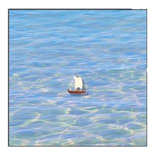 一帆风顺现代简约玄关过道走廊装饰画蓝色大海餐厅高级感肌理挂画