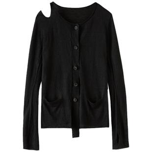 【TAK L.联名】例外女装春秋款原创勾花镂空修身长袖圆领针织开衫