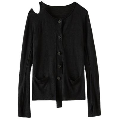 例外原创勾花镂空圆领针织开衫