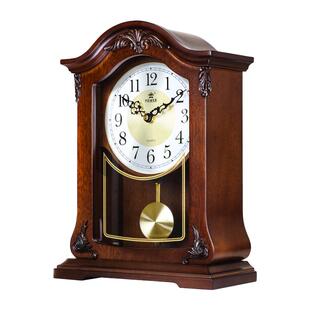 霸王欧式实木座钟静音客厅家用装饰钟表时钟复古石英时间座表台钟