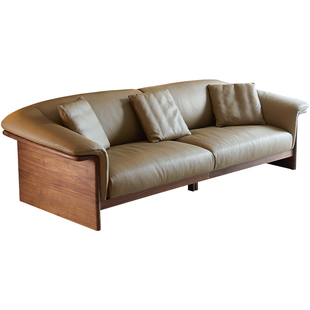 北美黑胡桃木真皮沙发客厅2026新款别墅实木直排皮沙发轻奢高级感