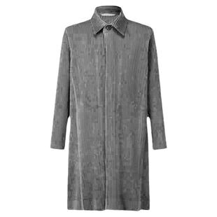 秋季男士大衣2024新加厚保暖褶皱休闲宽松中长款翻领情侣风衣外套