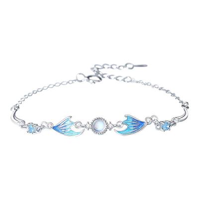 原创小众鱼尾纯银手链