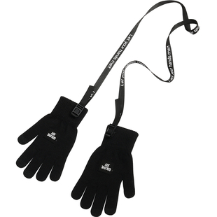 机能风男士手套潮牌骑行个性触屏跑步手套男生冬天学生加绒带绳