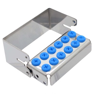 牙科不锈钢12孔高低速通用车针架高压金属消毒盒开放式硅胶孔镜面