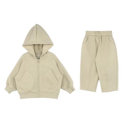 utouto冬季连帽加绒卫衣裤子套装