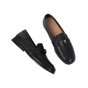 头层牛皮英伦风真皮乐福鞋女金属扣一脚蹬百搭通勤小皮鞋平底单鞋