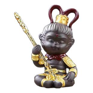 创意齐天大圣孙悟空沉底摆件金箍棒茶桌装饰可养中式紫砂鱼缸造景