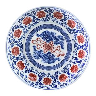 景德镇青花釉里红壶承家用复古茶具配件茶盘中式紫砂壶盖碗壶承