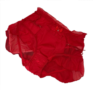 2025年结婚红内裤大码胖妹妹高腰蕾丝三角裤性感红透明包臀喜好运