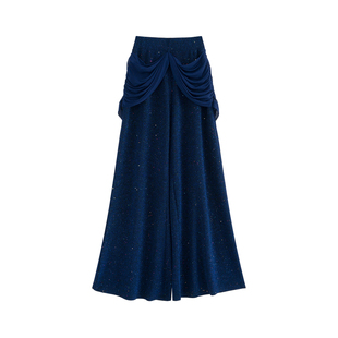 王润原创SOHANA2025新款弹力亮丝亮片舞台遮盖臀部设计微喇阔腿裤