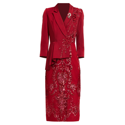 创意狐主持人礼服裙女晚宴会气质