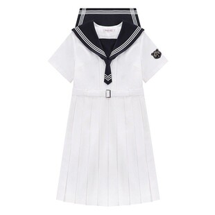 樱花家族原创jk制服连衣裙【清野夏】校供感白三本百褶裙短袖套装