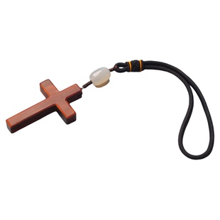 十字架檀木手工汽车挂件车内用品 祝福保平安男女原创车挂后视镜
