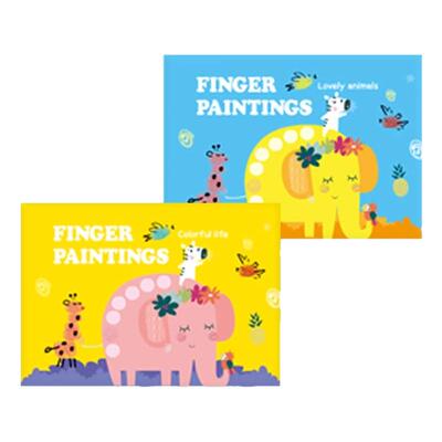 新款12色24色便携指印画儿童涂色本创意手指画彩色印泥盘艺术绘画