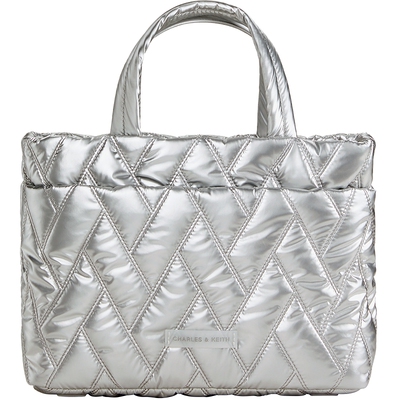 CHARLES&KEITH春季女包CK2-30782552-1尼龙菱格云朵包手提托特包