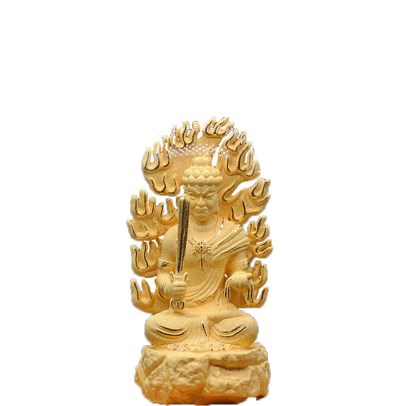 高档绒沙金铜不动明王生肖鸡守护神本命佛汽车饰品佛像摆件保平安