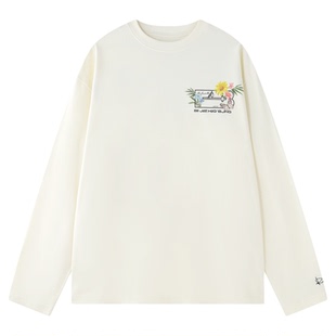 BJHG不计后果花卉长袖t恤男女款春季新款美式潮牌宽松情侣装卫衣