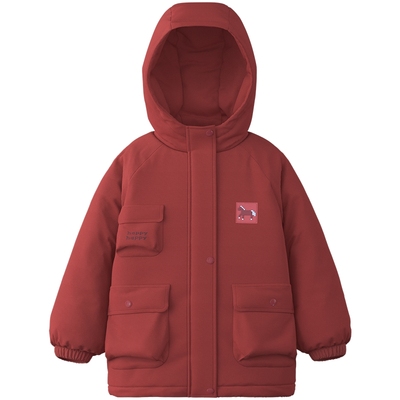 papa冬季儿童羽绒服工装加厚保暖