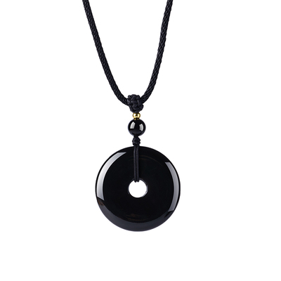 【官方正品】黑曜石平安扣吊坠