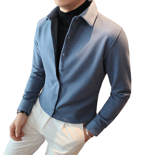 男士衬衫羊毛呢子外套高端加绒加厚保暖寸秋冬季冬款长袖休闲衬衣